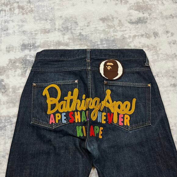 Authentic Bape 2000’s Rainbow Champion Logo Jeans 30 - Picture 1 of 6